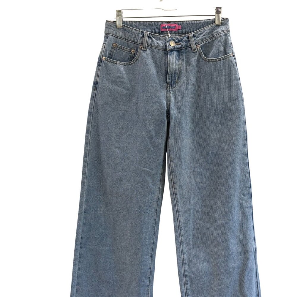 Edikted Raelynn Washed Low Rise Wide Leg Jeans, Light Blue, XS NWT